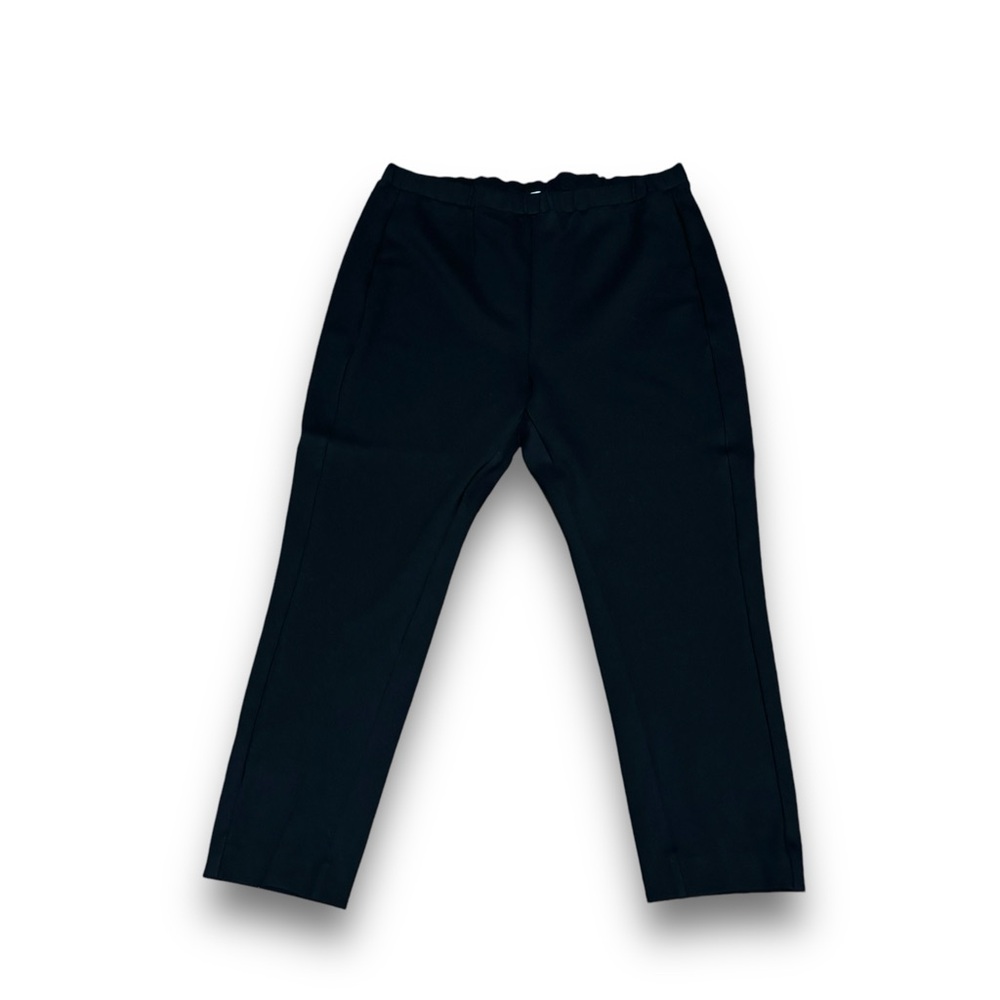NORDSTROM Women's Stretch Waist Pull On Pants Cropped Black Size Large 31 x 22.5